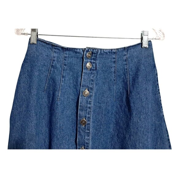 90s Liz Wear Liz Claiborne Lace-Up Back Denim Maxi Skirt Button Front Boho Prari - Picture 5 of 11